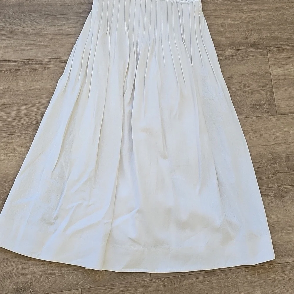 Taylor Linen Blend Midi Elegant White Sleeveless Dress Size 8 - Picture 5 of 9